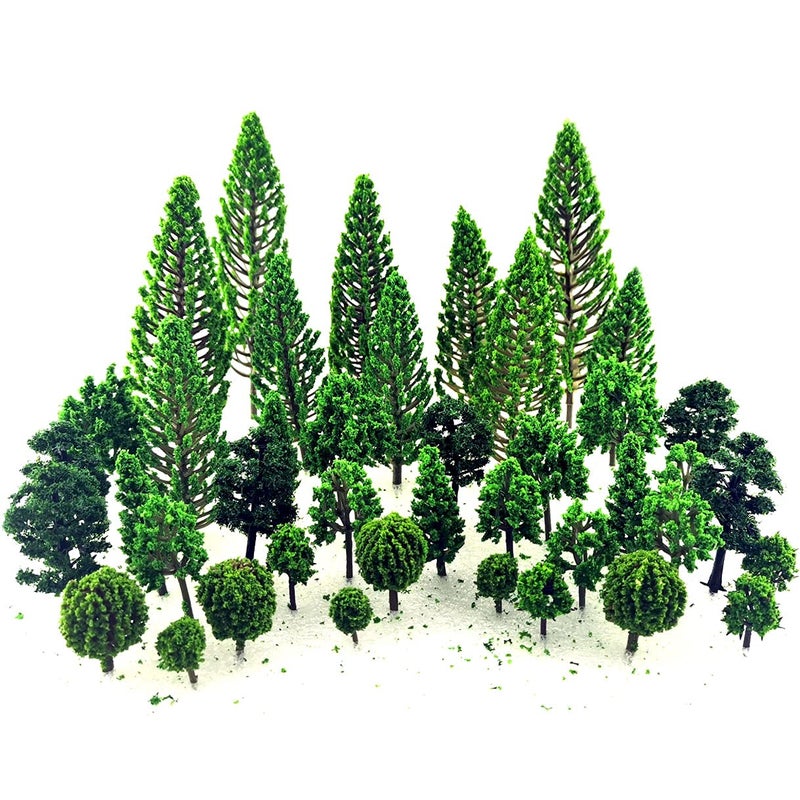 SaktopDeco 40 PCS Miniature Trees Bushes Model Trees Diorama Trees Woodland Scenic Train Scenery Railroad Architecture Fake Trees - Image 1